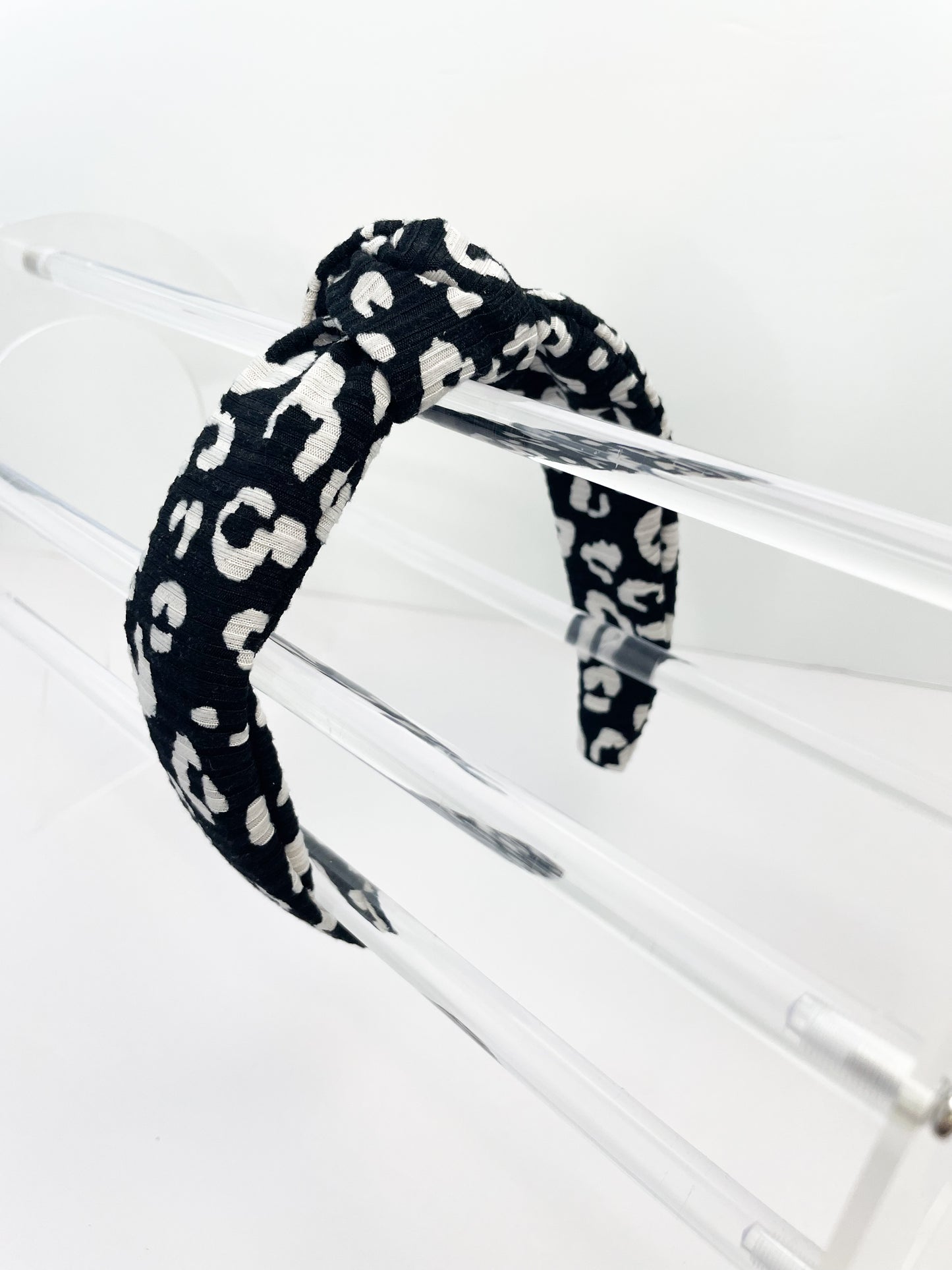 Black and White Leopard Hard Headband