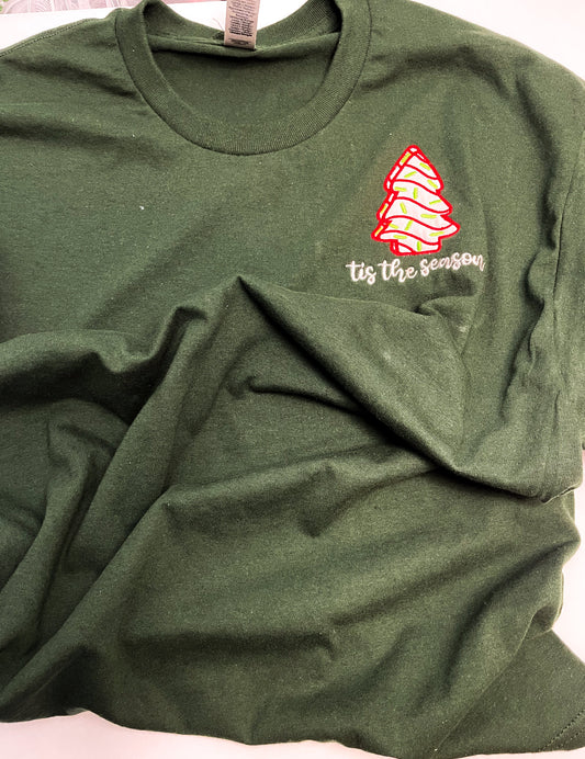 Large Christmas Tree Cake Embroidered Shirt