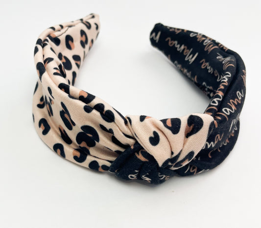 Brown Leopard Mama Hard Headband