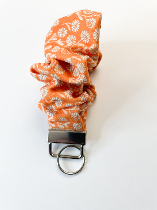 Orange Flower Wristlet