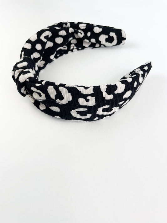 Black and White Leopard Hard Headband