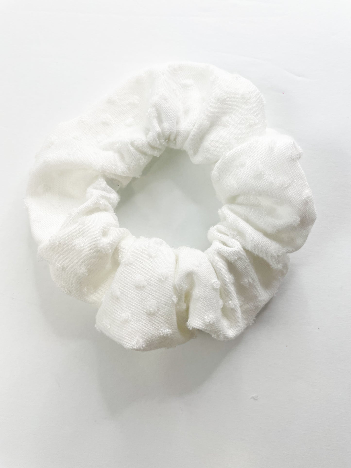 White Swiss Dot Scrunchie