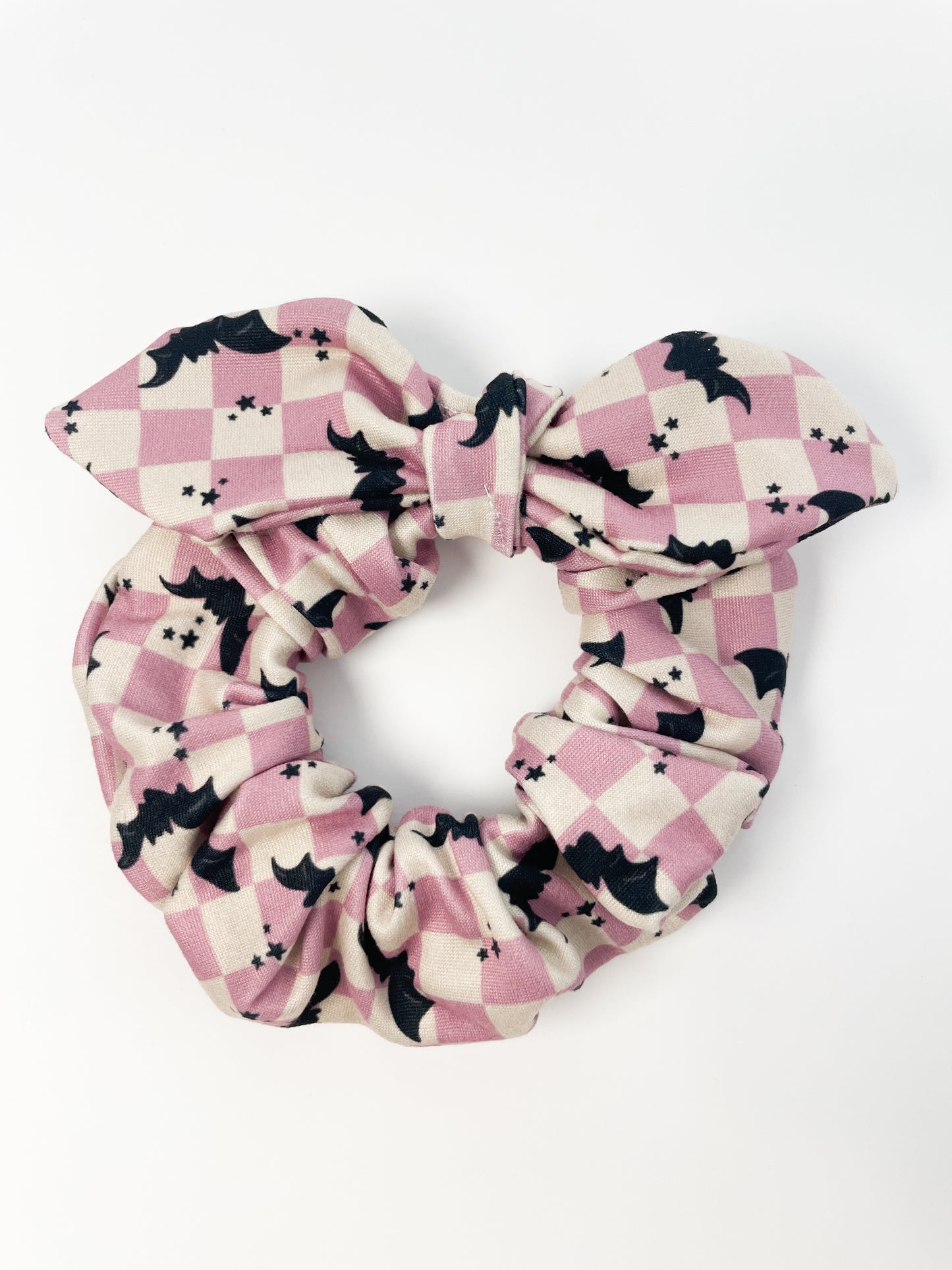 Purple Checkered Bats Scrunchie