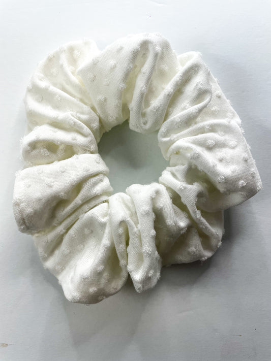 XL White Swiss Dot Scrunchie