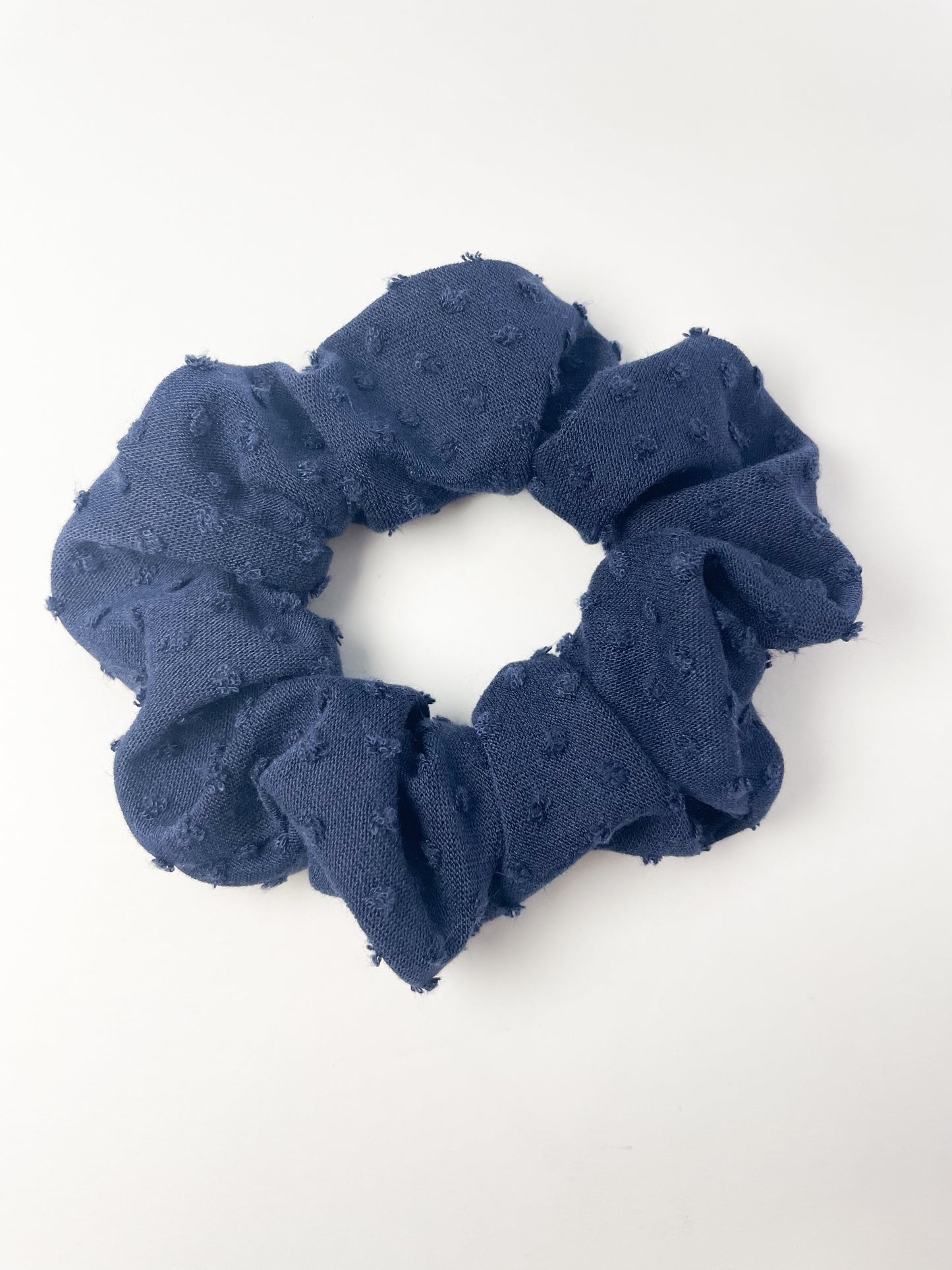 Navy Blue Swiss Dot Scrunchie