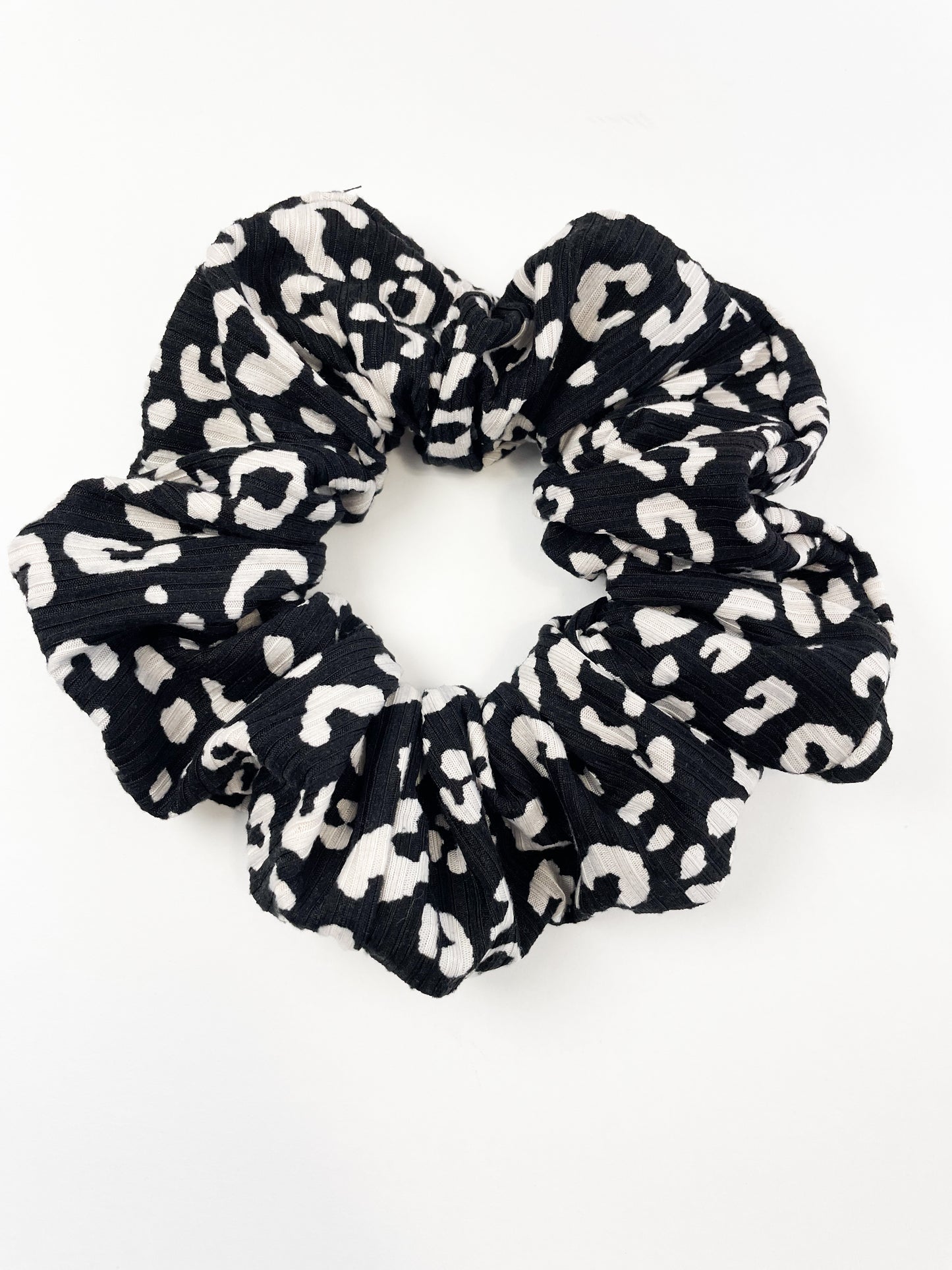 XL Black and White Leopard Scrunchie