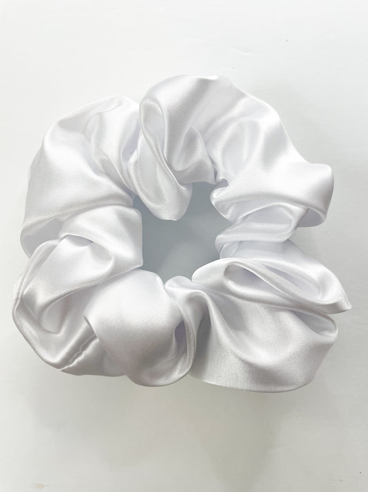 XL White Satin Scrunchie