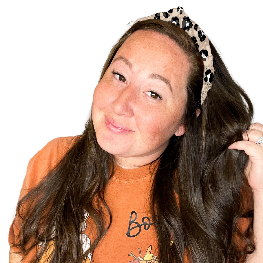 New Tan Leopard Hard Headband