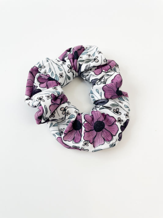 Purple Flowers Scrunchie