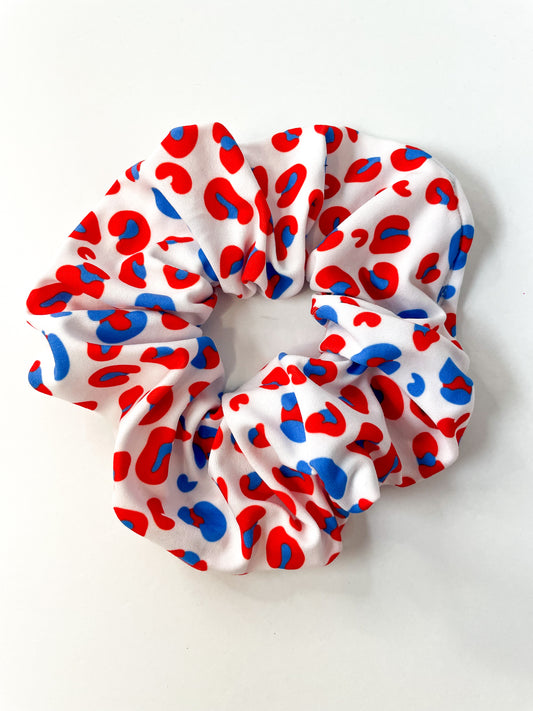 XL Red White and Blue Leopard Scrunchie