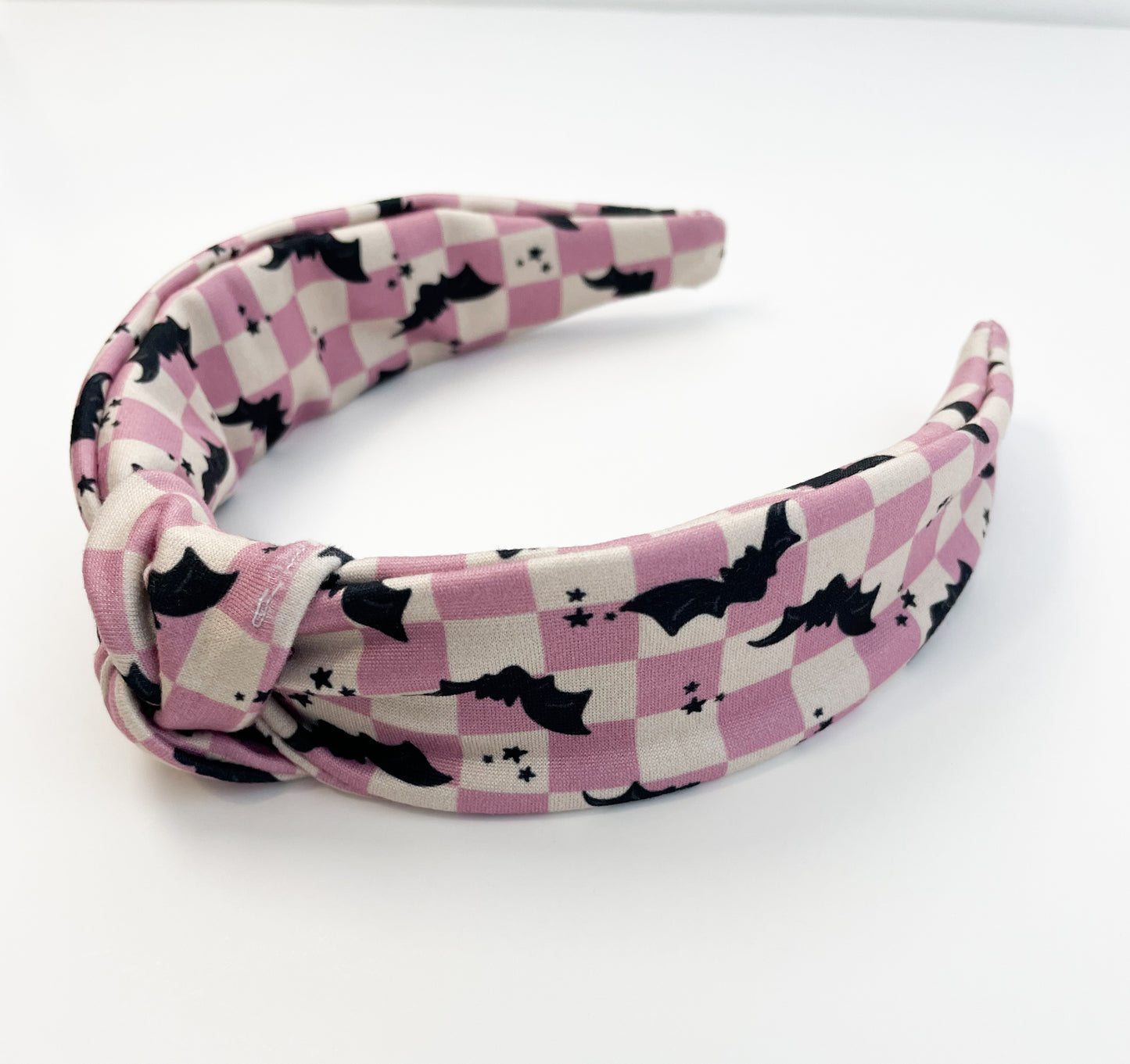 Purple Checkered Bats Hard Headband