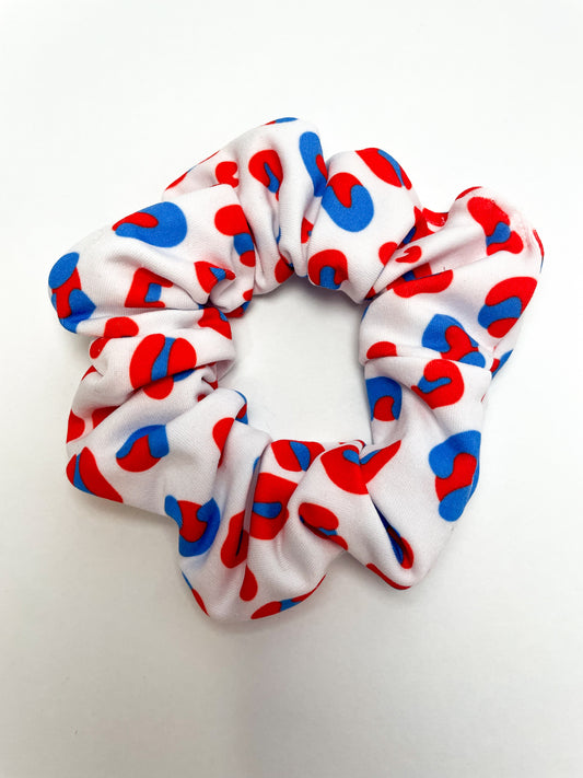 Red White and Blue Leopard Scrunchie