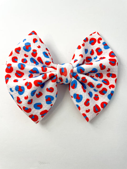 Red White and Blue Leopard Bow