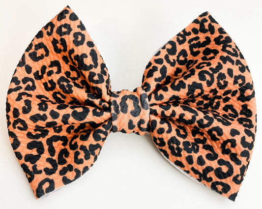 Orange Cheetah Bow