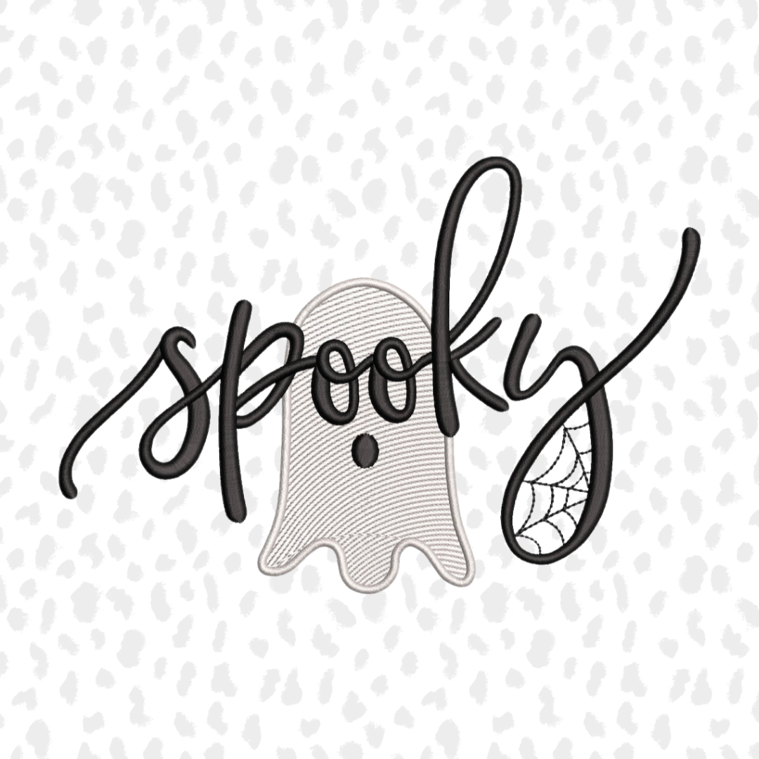 Spooky Ghost Embroidered Shirt GLOW IN THE DARK