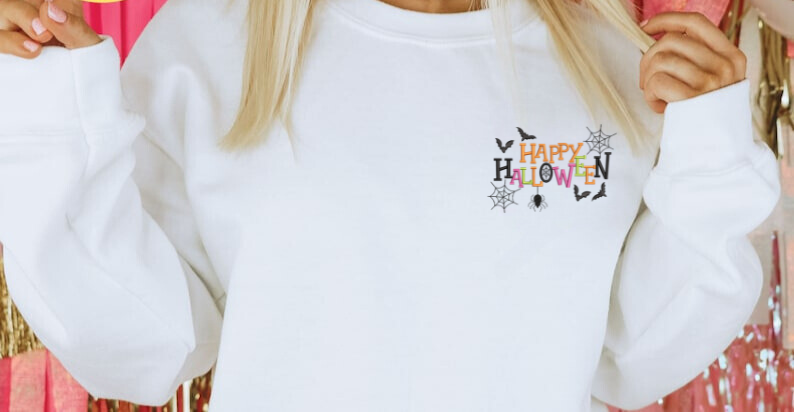 Happy Halloween Embroidered Shirt GLOW IN THE DARK