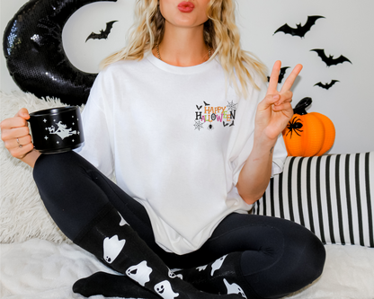 Happy Halloween Embroidered Shirt GLOW IN THE DARK