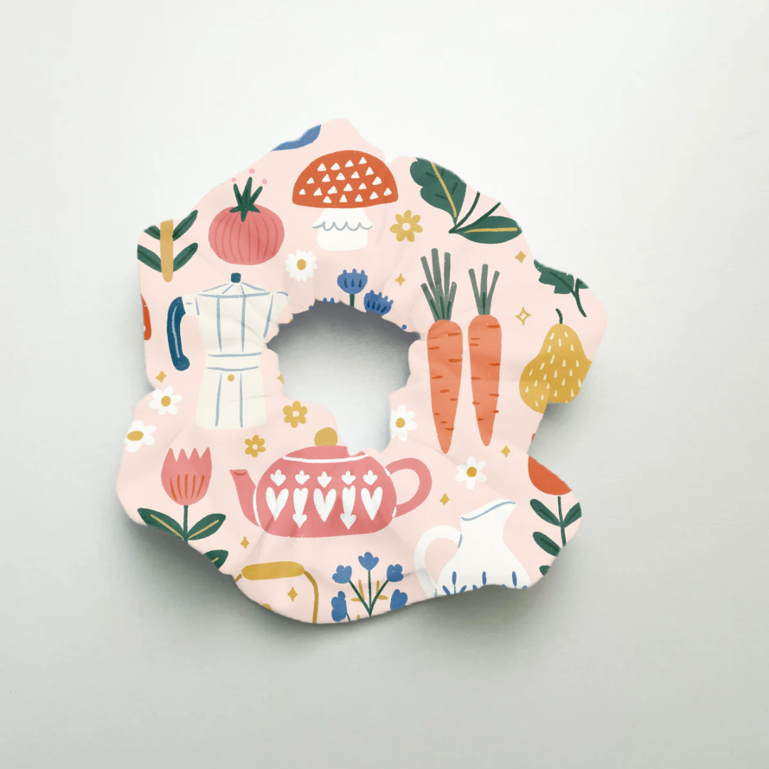 Vintage Dishes Scrunchie