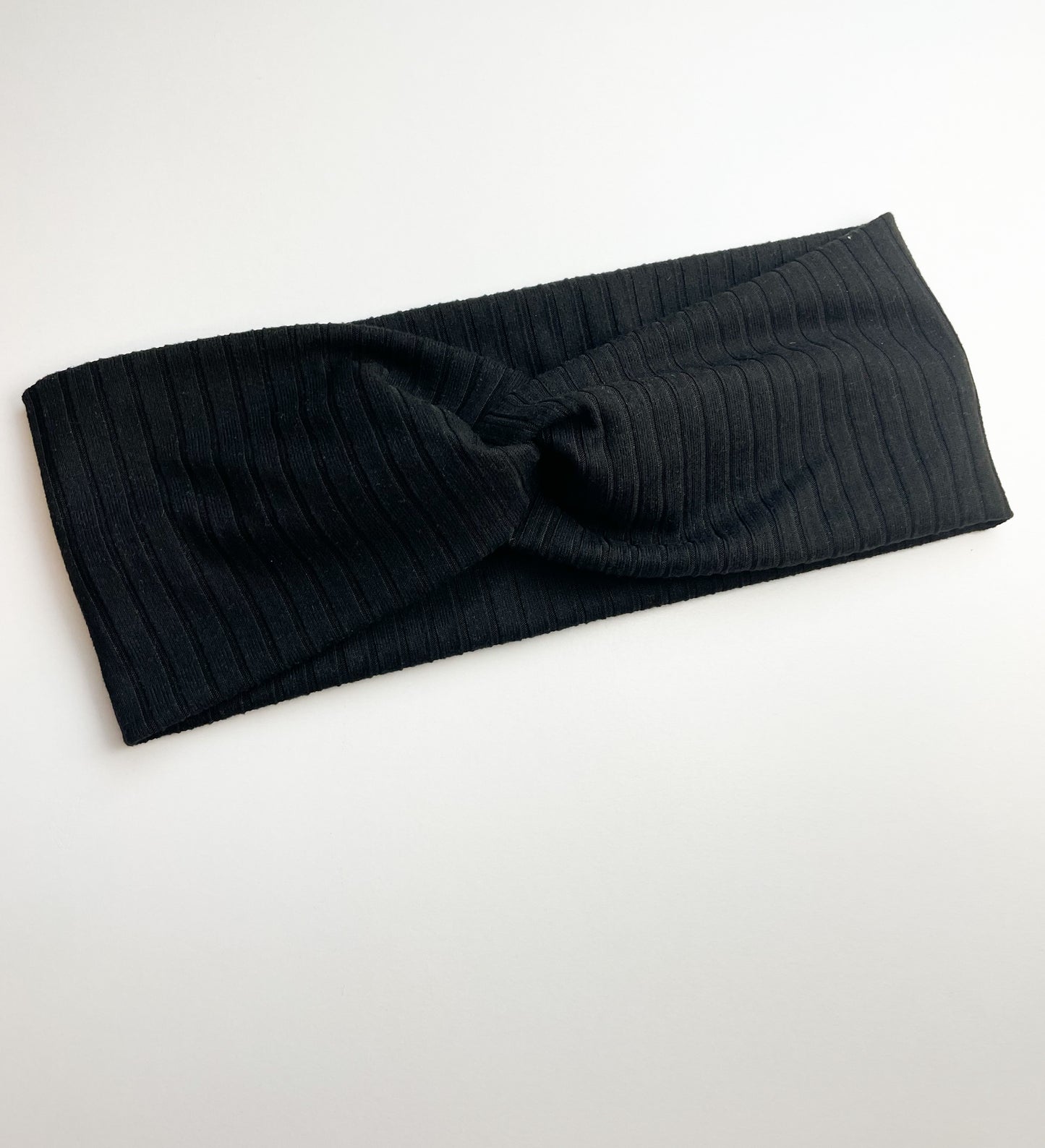 Black Ribbed Adult Headband